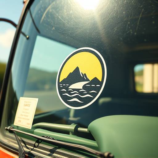 Euro vignette sticker on a truck windshield