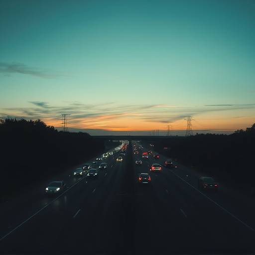 Highway with digital vignette display overlayed